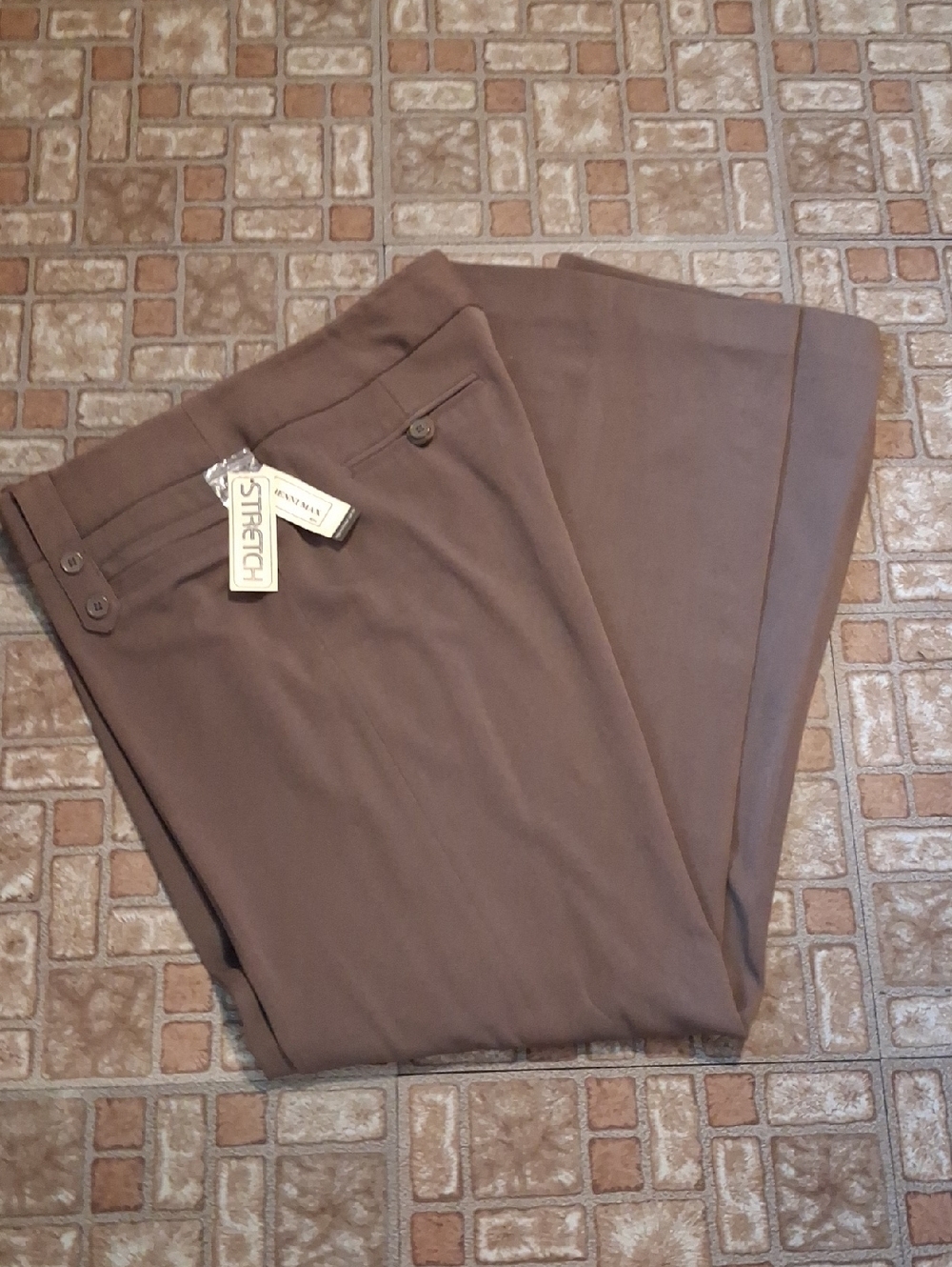 Women's Stretch Trousers in Taupe Size 12 Long